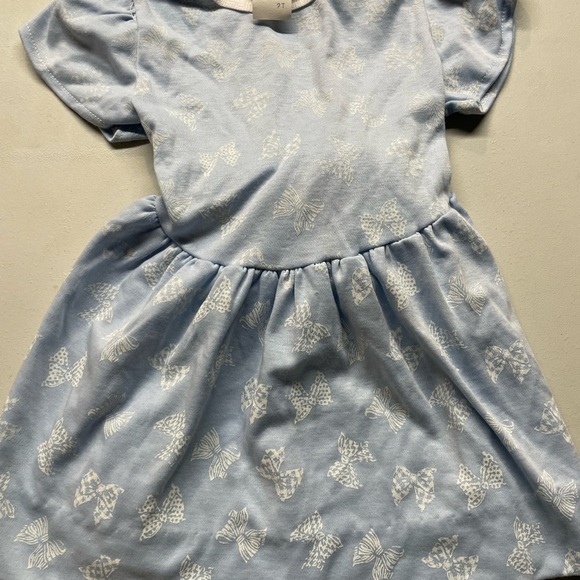Vintage Piccolo cotton size 2T dress light blue with white bows - Picture 1 of 5